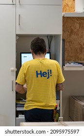 Barcelona, Spain, December 21, 2021: IKEA Staff Working At IKEA Store In Barcelona