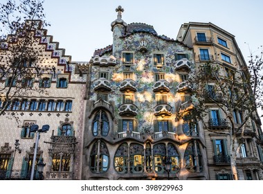 Barcelona, Spain. Famous Building Casa Batllo By Gaudi