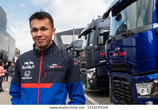 Barcelona, Spain. Feb 19th, 2019 - Alexander\
Albon of Thailand portrait with 23 Scuderia Toro Rosso at F1 Winter\
Test at Circuit de\
Catalunya.