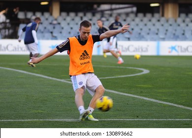 BARCELONA, SPAIN - FEB 20: Todd Kane Plays With Chelsea F.C. Youth Team Against F.C. Barcelona At Mini Estadi On February 20, 2013 In Barcelona, Spain. NextGen Series.