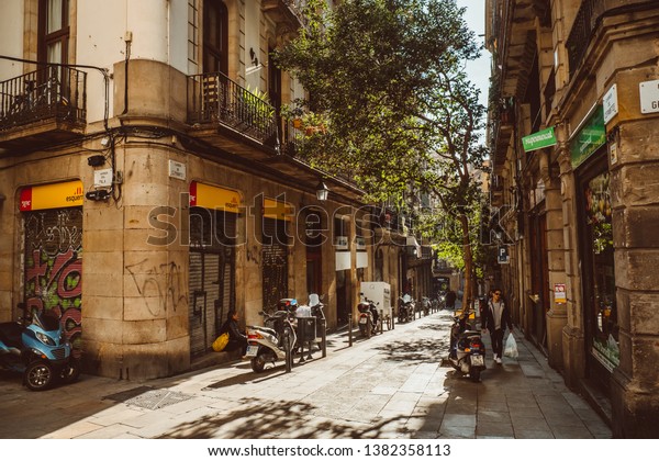 Barcelona Spain Feb 19 Old Streets Stock Photo Edit Now