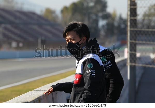 Barcelona, Spain -
February 24 2022: Formula 1 Pre Season Test 2022    Guanyu Zhou
(CIN)
 - Alfa Romeo
C42
