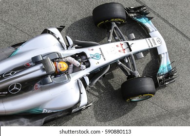 Barcelona, Spain. February 27  F1 Test Days For The Season 2017. Lewis Hamilton, Driver Mercedes.