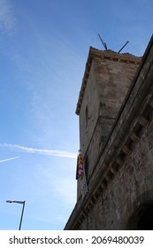 Barcelona, Spain - January 29, 2017. Montjuic Castle Ancient Fortification.  Military Fortress Built On Top Of Montjuïc Hill In Barcelona, Catalonia, Spain.