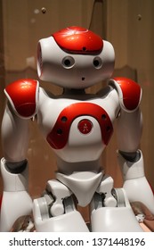 Barcelona, Spain - January ‎15, ‎2019: Nao Robot, Autonomous Programmable Humanoid Robot At CosmoCaixa, Science Museum Of Barcelona.