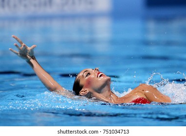 BARCELONA, SPAIN - JULY, 13: Ona Carbonell Of Spain In Action During A Duet  Synchronised Swimming Event Of World Championship BCN2013 On July 13, 2013 In Barcelona Spain