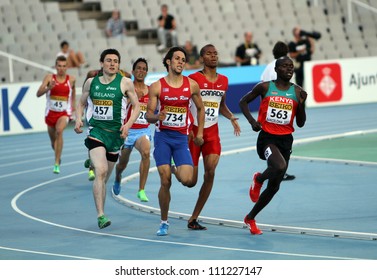 BARCELONA, SPAIN - JULY 14: Athletes Compete In The 800 Meters Semi Final On The 2012 IAAF World Junior Athletics Championships On July 14, 2012 In Barcelona, Spain.