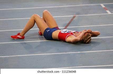 BARCELONA, SPAIN - JULY 14: Vilde J. Svortevik From Norway After 400 Meters Hurdles Final On The 2012 IAAF World Junior Athletics Championships On July 14, 2012 In Barcelona, Spain.