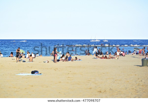 Barcelona Spain July 16th 2016 Barceloneta Stock Photo Edit