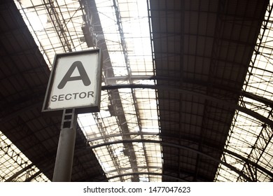 BARCELONA, SPAIN - JULY 26, 2019: Sector A Sign At Estació De França Railway Station.