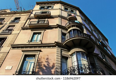 Barcelona, Spain, July 29, 2012. Facade Of The Building On Passeig De Gràcia