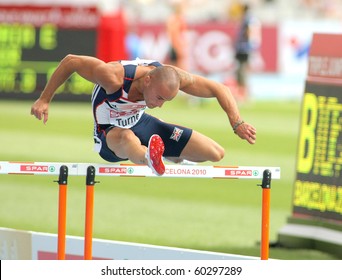 BARCELONA, SPAIN - JULY 29: Andy Turner of Great Britain competes on the 110m Hurdles event during the 20th European Athletics Championships at the Olympic Stadium on July 29, 2010 in Barcelona, Spain