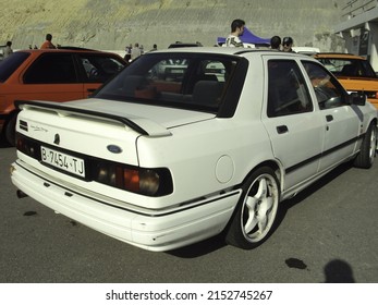 BARCELONA, SPAIN - Jun 24, 2020: A View Of Parked Ford Sierra Classic Street Cars On A Sunny Day