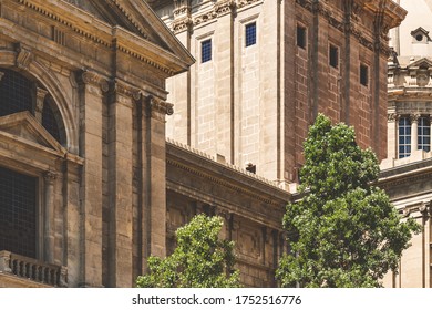 BARCELONA, SPAIN - JUNE 16 2018: Detail Of The Spanish Renaissance Architecture Of The National Art Museum Of Catalonia In Barcelona Aka MNAC