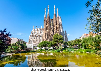 Barcelona, Spain - June 2018: Sagrada Familia Cathedral in Barcelona