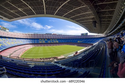 BARCELONA, SPAIN - MARCH 11, 2017: A General View Of The Camp Nou Stadium In Barcelona, Spain