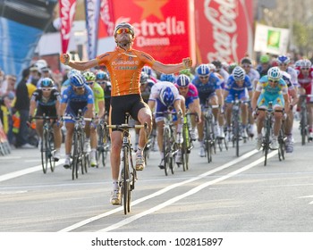 BARCELONA, SPAIN - MARCH 24: Samuel Sanchez of Euskaltel Team wins the 6th stage of the Volta a Catalunya cycling race, on March 24, 2012, in Badalona, Barcelona, Spain.