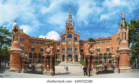 Barcelona, Spain - May 12 2014: The Modernista Sant Pau Complex Designed By Lluís Domènech I Montaner As A Garden City For Nursing The Sick.