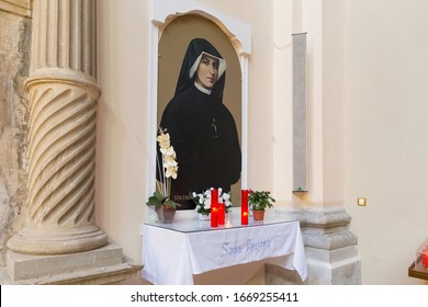 BARCELONA, SPAIN - MAY 15, 2017: Portrait of the Saint Maria Faustyna Kowalska in The church of San Agustin. She was a Polish Roman Catholic nun and mystic. 