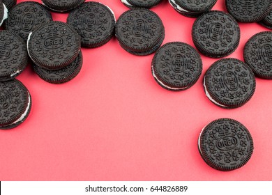 BARCELONA, SPAIN - MAY 2017. Oreo Cookies. Oreo is a sandwich cookie with a sweet cream is the best selling cookie in the US.