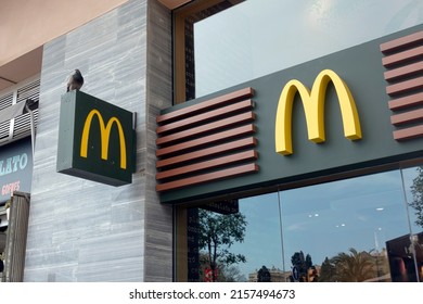 Barcelona, Spain - May 9, 2022. McDonald's restaurant sign. McDonald's is an American fast food company.