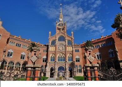 Barcelona / Spain - November 5 2017: Hospital De Sant Pau In The Neighborhood Of El Guinardó Designed By Lluís Domènech I Montaner