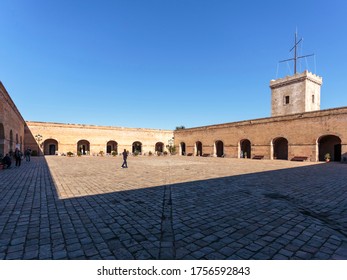 Barcelona / Spain - November 6, 2014: The Courtyard Of Montjuïc Castle