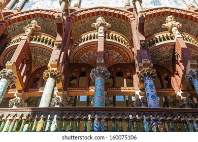 BARCELONA, SPAIN - OCTOBER 13: palace of Catalan music on October 13, 2013 in Barcelona. It is a concert hall designed by Lluis Domenech i Montaner and is part of the UNESCO world heritage sites.