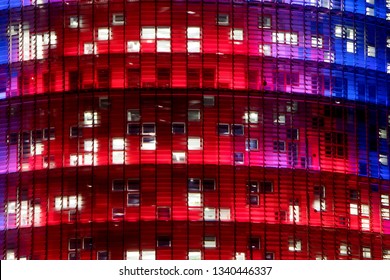 BARCELONA, SPAIN - October 15, 2018: Detail Of The Torre Glòries, Formerly Known As Torre Agbar, 38-story Skyscraper/tower 