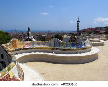 Barcelona, Spain, Park Güell, Designed By Antoni Gaudi , Ceramic Mosaic