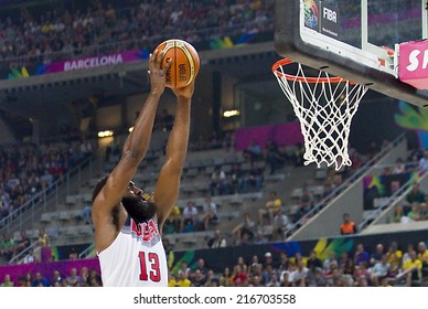 BARCELONA, SPAIN - SEPTEMBER 11: James Harden of USA in action at FIBA World Cup basketball match between USA Team and Lithuania, final score 96-68, on September 11, 2014, in Barcelona, Spain.