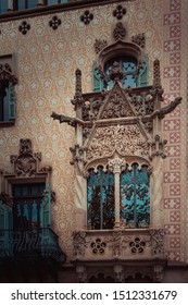 Barcelona, Spain - September 13, 2019: The Window Of Casa Lleó Morera, One Famous House Of Barcelona