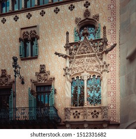 Barcelona, Spain - September 13, 2019: The Window Of Casa Lleó Morera, One Famous House Of Barcelona