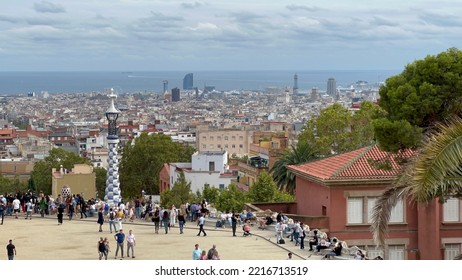 Barcelona, Spain - September 25 2022: The Park Güell Designed By Antoni Gaudi