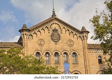 BARCELONA, SPAIN, SEPTEMBER 30, 2021, Detail Of A Historic University Building Of Barcelona, 30 September 2021