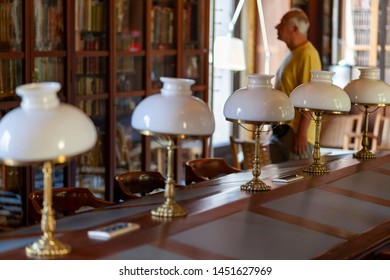 BARCELONA, SPAIN-JUNE 20,2019: Interior Library Of Ateneu Barcelones, Palace, Palau Savassona. Gothic Quarter.