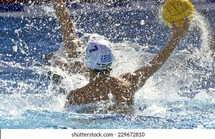 BARCELONA, SPAIN-SEPTEMBER 03, 1999: water polo player in action during the World Water Polo Championship, in Barcelona.