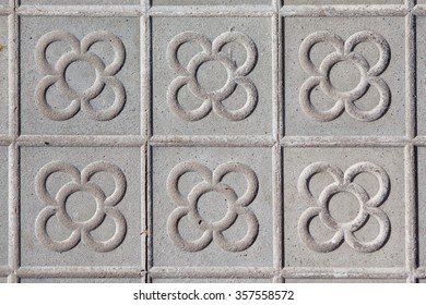 Barcelona Typical Floor Tiles With A Flower Motif