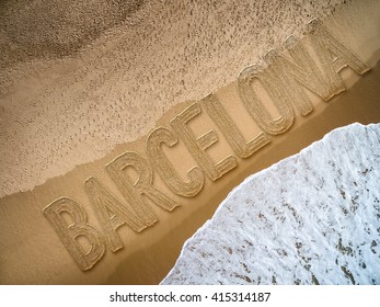 Barcelona written on the beach - Shutterstock ID 415314187