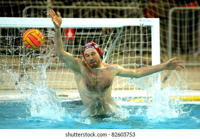 BARCELONA-MAY 16: Vasas Of Budapest Goalkeeper Viktor Nagy In Action During A Match Of Waterpolo Euroleague Final Four Against Jug Dubrovnik At Monjuich Swimming Pool May 16, 2008 In Barcelona, Spain