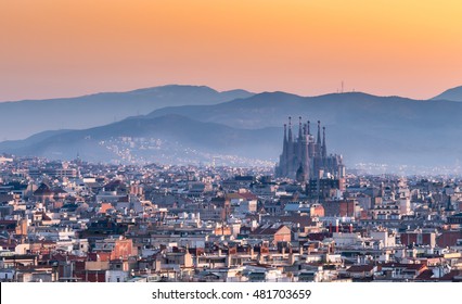 Barcelona,Sagrada familia at sunrise.Spain