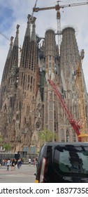 Barcelona/Spain, June 15, 2019,  Close Up Of Sagrada Familia (Templo Expiatorio De La Sagrada Familia)