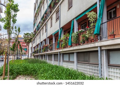 BARCELONA,SPAIN-APRIL 25,2019: Casa Bloc, Residential Building, Symbol Of Rationalist Architecture. Designed By Josep Lluís Sert , Josep Torres Clavé And Joan Baptista Subirana, All Members Of GATCPAC