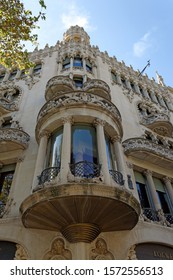 Barcelona,Spain-October,24.2019:Casa Lleo Morera Building, Designed By Noted Modernisme Architect Lluís Domènech I Montaner, Located At Passeig De Gràcia 35 In The Eixample District Of Barcelona.