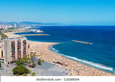 Barceloneta Beach In Barcelona, Spain