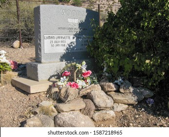 Barclay, NV / USA - Sept 27, 2009: Headstone of Lyman and Maribah Ann Woods, married 1856.