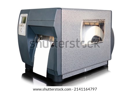 Barcode Label Printer on White Background. Printing Barcode