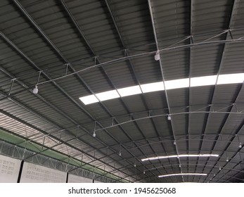 Bare Ceiling Of Curved Metal Sheet Roof