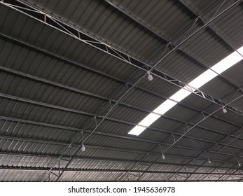 Bare Ceiling Of Curved Metal Sheet Roof