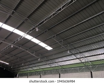 Bare Ceiling Of Curved Metal Sheet Roof